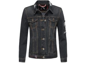 NAVAHOO Damen Jacke Übergangsjacke Jeans Frühling Destroyed Jeansjacke Pamuyaa