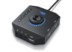 CSL externe USB Soundkarte mit Lautstärkeregelung Anschluss für Headset, Kopfhörer, Mikrofon