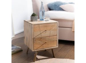 FineBuy Nachtkonsole SIKAR Nachttisch Boxspringbett Nachtkästchen Holz massiv