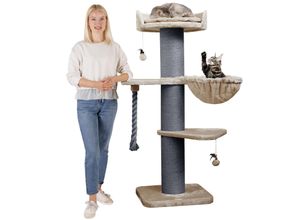 HAPPYPET Premium Kratzbaum Grosse Katzen Stabil 'Cooper' – 150 cm Großer Katzenbaum Cappuccino