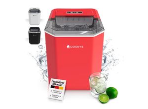 Juskys Eiswürfelmaschine IceOracle - Eiswürfel in wenigen Minuten - 12 kg/Tag - 2 Größen - Rot