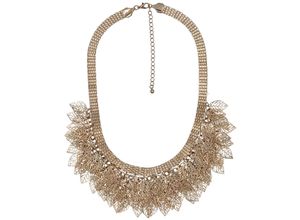 Steuer Modeschmuck Collierkette Metall Metallcollier mit vielen Blättern goldfarben