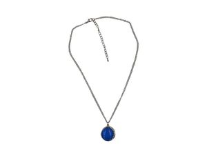 Steuer Modeschmuck Kette silberfarbene Kette, Anhänger blauer Katzenaugenstein