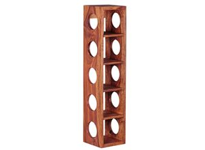 KADIMA DESIGN Weinregal NAKO Massivholz: 70x15x15 cm, 5 Ablagefächer, Wandmontage, Sheesham