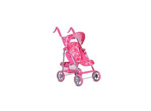 Moni Puppenwagen Stars 9351 faltbar, Rückenlehne und Schiebegriffe verstellbar pink