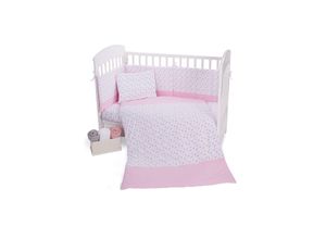 Kikkaboo Babybettwäsche 5-tlg Decke 135x95cm Kissen Nestchen für Bett 120x60cm rosa