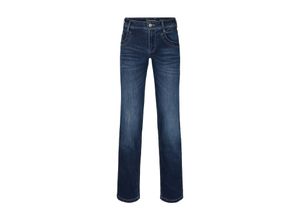 TOM TAILOR Damen Alexa Straight Jeans mit Bio-Baumwolle, blau, Logo Print, Gr. 30/30