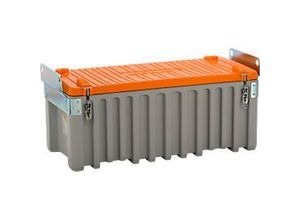 Transport- und Pritschenbox CEMO CEMbox 250, Polyethylen, 250 l, L 1240 x B 600 x H 570 mm, stapelbar, kranbar, grau/orange