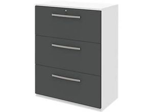 Hängeregistraturschrank BARI, 3 Auszüge, Zentralverriegelung, B 819 x T 430 x H 1117 mm, weiß/anthrazit