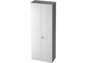 Schrank TOPAS LINE, Akten/Garderobenschrank, 6 Ordnerhöhen, B 800 mm, graphit/weiß