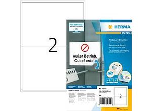 Herma Adressetiketten Special Nr. 10314, 199,6 x 143,5 mm, selbstklebend, ablösbar, bedruckbar, weiß, 200 Stück auf 100 Blatt