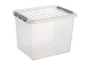 Aufbewahrungsbox Sunware Q-LINE, Verschlussclips, transparent, stapelbar, 52 l, L 500 x B 400 x H 380 mm, grau