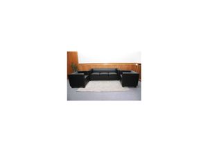 MCW 3-1-1 Couchgarnitur Lille ~ Leder, schwarz