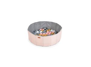 Moni Bällebad faltbar mit 90 Spielbälle 7 cm Durchmesser, Schutzrand, Kinderpool rosa