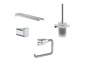 hansgrohe AddStoris Bad Accessoires Set chrom, Handtuchhalter, Haken, Bürstengarnitur, Papierhalter