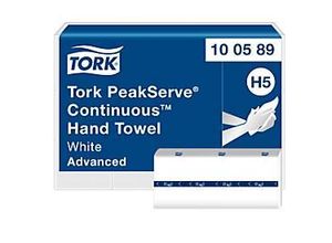 Tork® Papierhandtücher PeakServe® Endlos™ H5 100589, 1-lagig, geprägt, FSC®-Papier, 12 Pack á 270 Blatt (3240 Tücher), weiß