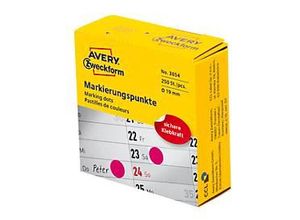 Avery Zweckform Markierungspunkte Spenderbox, permanent haftend, Dm. 19 mm, rot