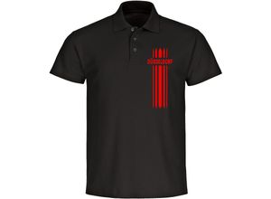 multifanshop Poloshirt - Düsseldorf - Streifen - Druck rot - Polo