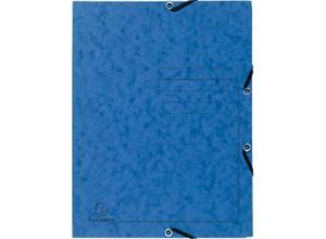 Exacompta Sammelmappe, DIN A4, mit Gummizug, 3 Klappen, beschriftbar, Colorspan-Karton, 355 g/m², blau