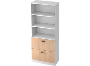 Schrank ULM, mit Hängeregistraturauszügen, 3 OH, H 2004 x B 800 x T 420 mm, Eiche-Dekor