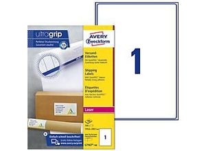 Avery Zweckform AVERY® Zweckform Versandetiketten, ultragrip, 199,6 x 289,1 mm, 100 Stück