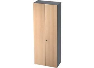 Schrank TOPAS LINE, Akten/Garderobenschrank, 6 Ordnerhöhen, B 800 mm, graphit/Eiche-Dekor