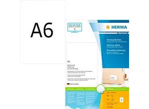 Herma Premium-Adressetiketten Nr. 8689, 105 x 148 mm, selbstklebend, permanenthaftend, bedruckbar, Papier, weiß, 800 Stück auf 800 Blatt