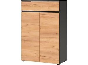 Schrank Boston, 3 Ordnerhöhen, B 800 x T 400 x H 1200 mm, Dekor Graphit & Navarra Eiche