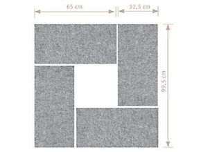 Akustik-Wandelemente, 4 Stück, Schallabsorberklasse C, Befestigung mit Magnetstreifen, B 235 x H 650 mm, Vlies, grau-meliert