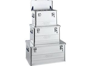 Transportbox Alutec CLASSIC, 3er-Set mit 1 x 33 l, 1 x 53 l & 1 x 93 l, Zylinderschlösser, Aluminium, silber