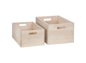 buttinette Holz-Kisten mit Tragegriffen, 36 x 26 x 19 cm und 32 x 22 x 15 cm, 2 Stück