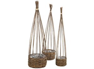 buttinette Weiden-Pflanzkörbe-Set, 60 cm, 63 cm und 66 cm, 3 Stück