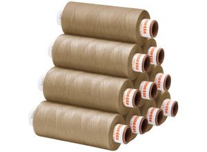 buttinette Universal-Nähgarn, Stärke: 100, 10er-Pack, beige