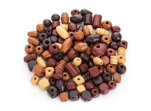 buttinette Holzperlen-Mix, Brauntöne, 10–25 mm, 500 g