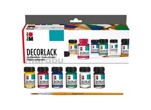 Marabu Decorlack, glänzend, 6x 15 ml und Pinsel