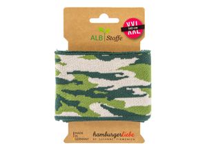 ALB Stoffe Albstoffe Bio-Strickbündchen ""Cuff Me Camouflage"", grün/creme, 1,4 m