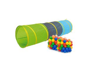 LittleTom Spieltunnel 200 Bälle Kriechtunnel 180x46cm Krabbeltunnel Kinder Zelt Tunnel