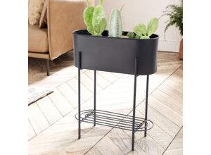 Pflanzgefäß FineBuy Pflanzenkübel 51x65x22 cm Metall Schwarz Blumentopf Indoor