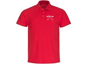 multifanshop Poloshirt - Köln - Herzschlag - Druck weiß - Polo