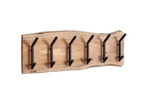 FineBuy Wandgarderobe Holz Metall 100 cm Garderobe Flur Hakenleiste Massivholz