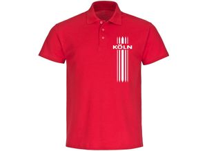 multifanshop Poloshirt - Köln - Streifen - Druck weiß - Polo