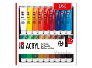 Marabu Acrylfarben, 18x 36 ml