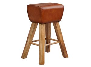 FineBuy Turnbock Barhocker 75 cm Massivholz Barstuhl Leder Tresenstuhl Hocker