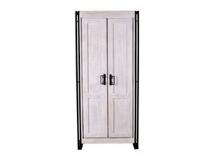 Dynamic24 Garderobenschrank White Panama Mango Flurschrank Flur Diele Schrank Hochschrank