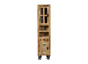 Dynamic24 Badezimmer Hochschrank Rustic Badschrank Badmöbel Schrank Regal Massivholz