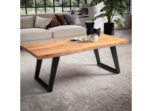 Couchtisch FineBuy Sofatisch 120 cm Baumkante Akazie Massivholz Wohnzimmertisch