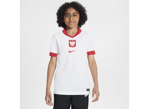 Polen 2024/25 Stadium Home Nike Replica Fußballtrikot mit Dri-FIT-Technologie für ältere Kinder - Weiß