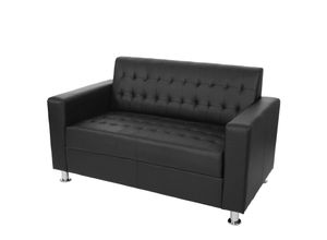 MCW 2er Sofa Pori, Couch Loungesofa, Kunstleder, Metall-Füße ~ schwarz