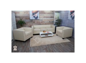 MCW 3-1-1 Couchgarnitur Lille ~ Leder, creme