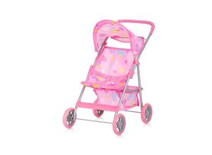 Chipolino Puppenwagen Alice Aufbewahrungskorb klappbar, Sonnendach verstellbar rosa